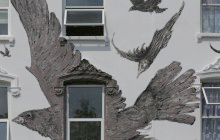 Leytonstone . Hitchcock Birds Mural Detail // Jan Kattein Architects . jkdev.li-dev.co.uk
